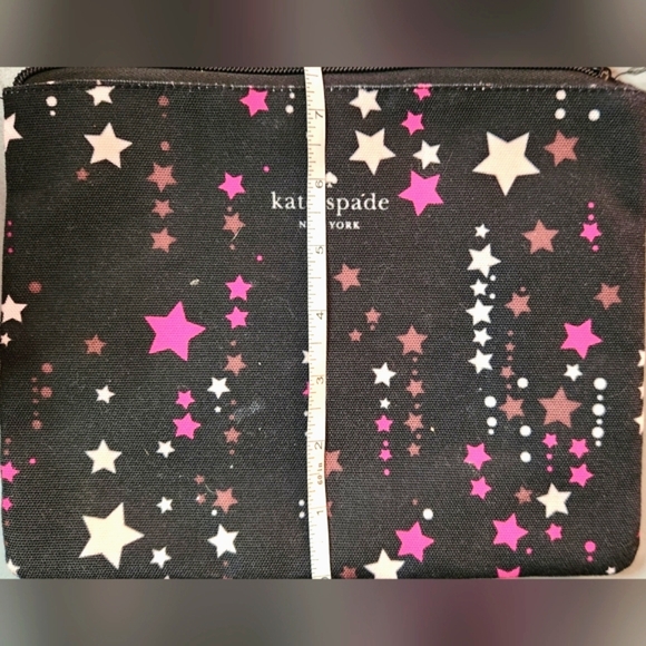 kate spade | Bags | Kate Spade Womens Black Pink Star Print Zipper Pouch Cosmetic Bag | Poshmark